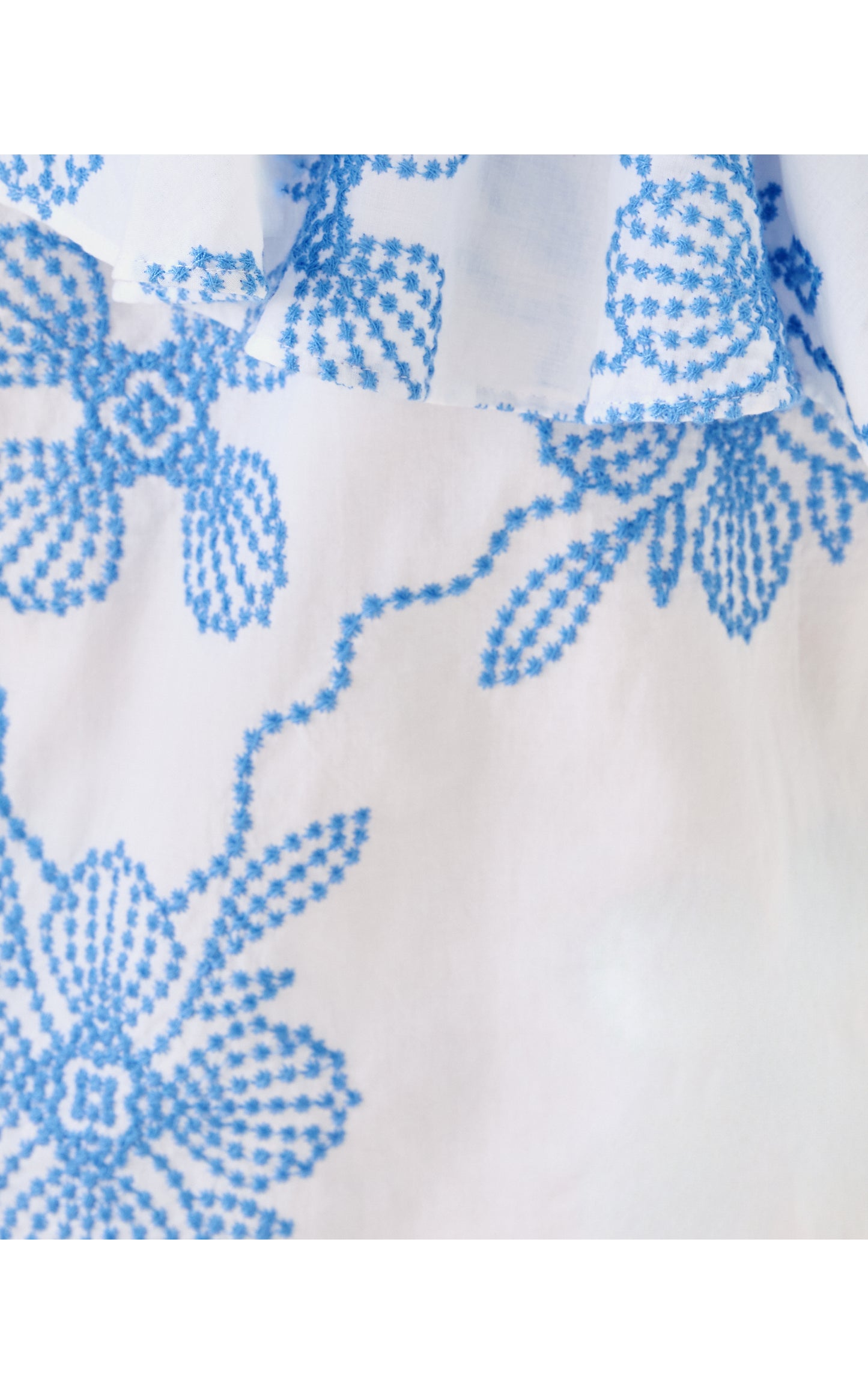 Trixie One Shoulder Ruffle Top - Al Fresco Dot Embroidery