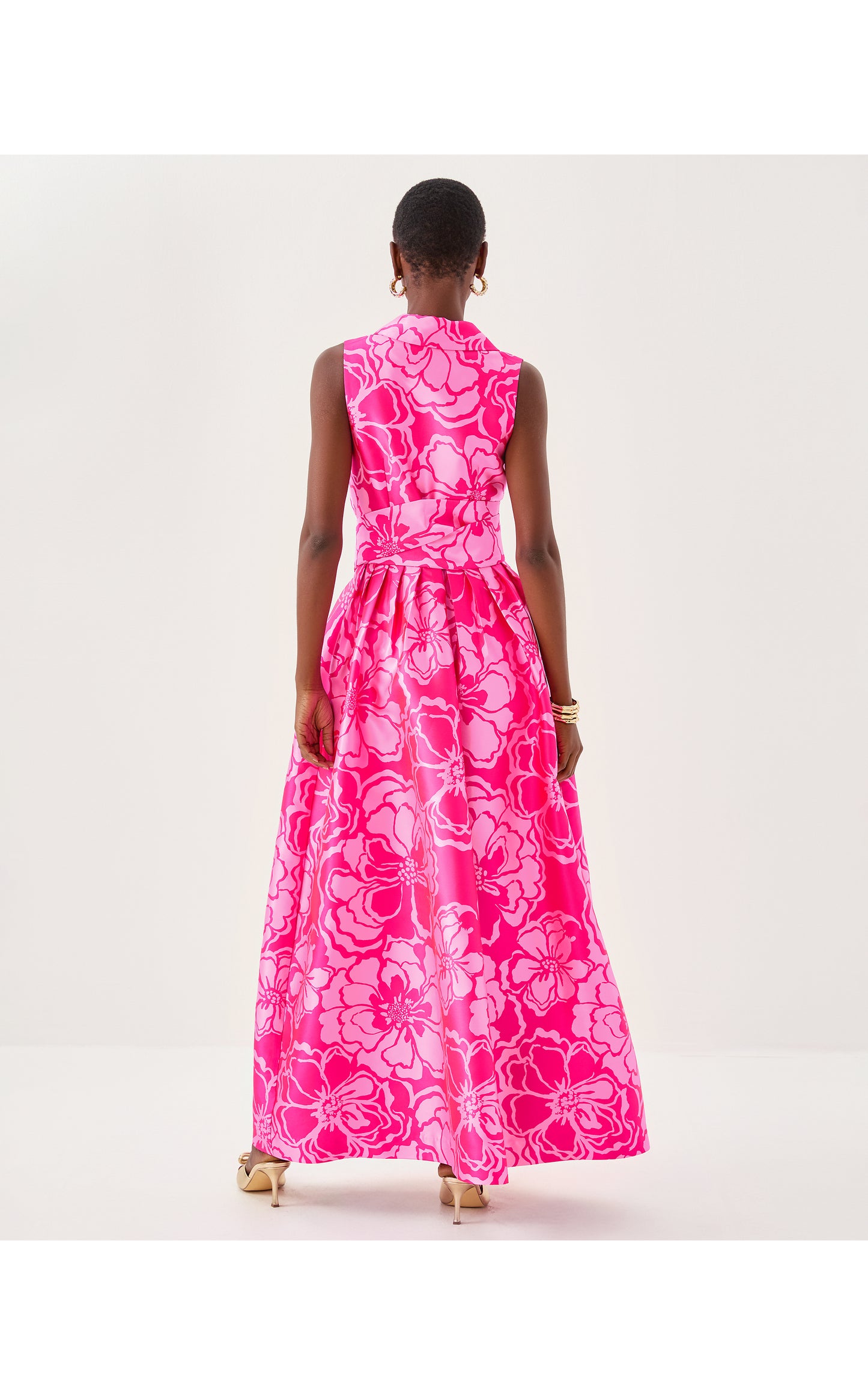 Marria Jacquard Maxi Dress - Parigi Pink Go Big Satin Jacquard