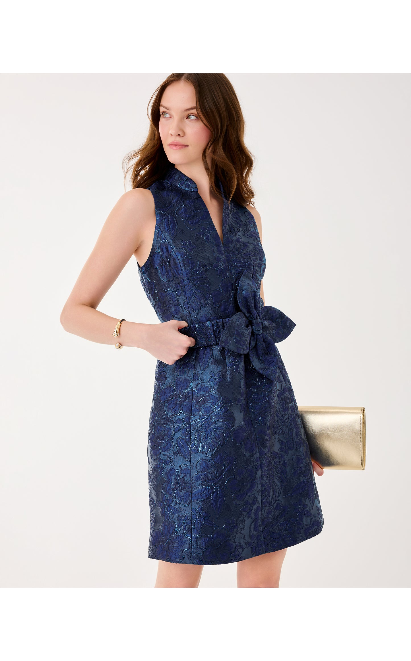 Tazie Dress - Low Tide Navy Nightshade Brocade