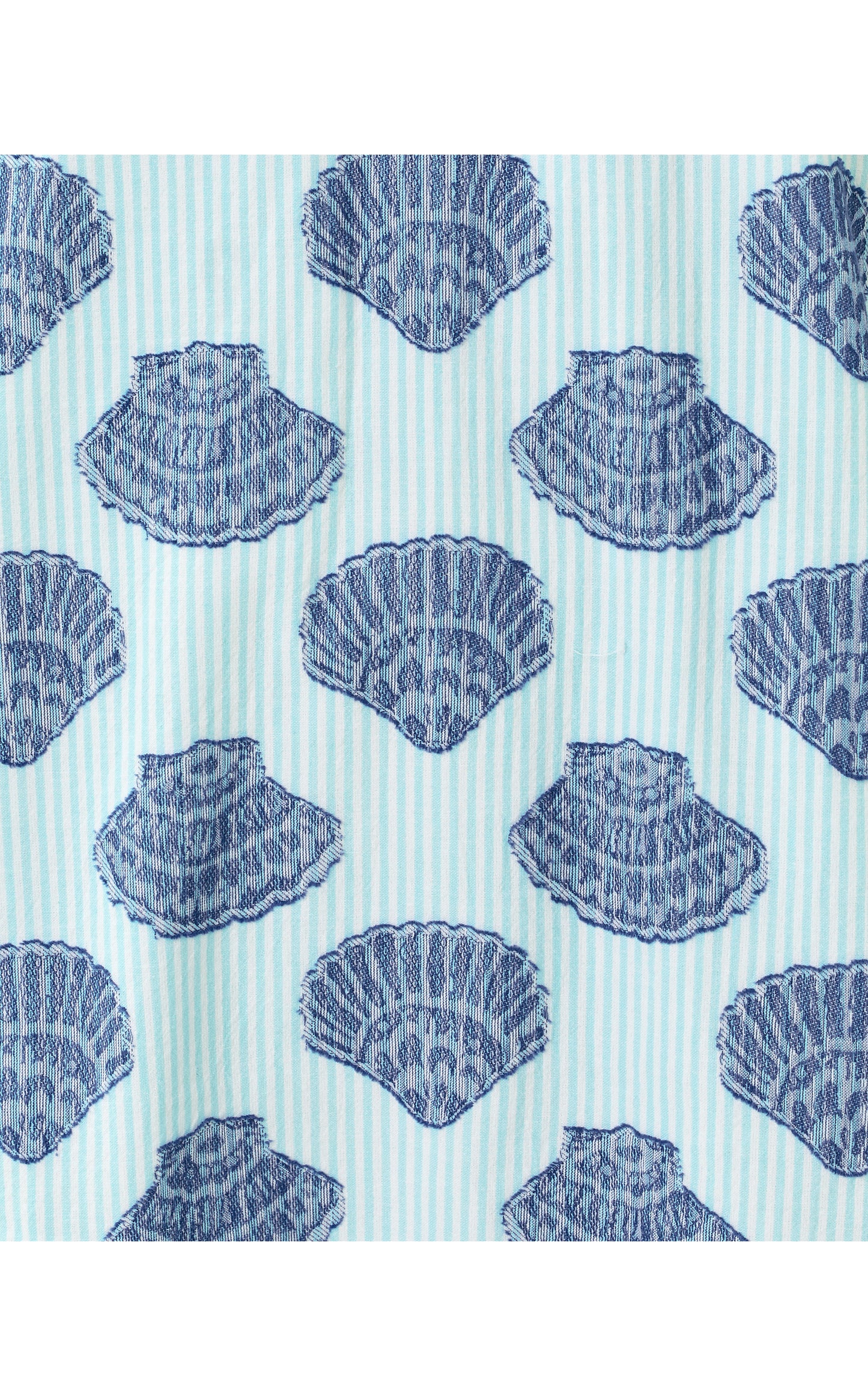 Mialeigh Elbow Sleeve Dress - Day Dream Blue Seashell Jacquard Yarn Dyed Stripe