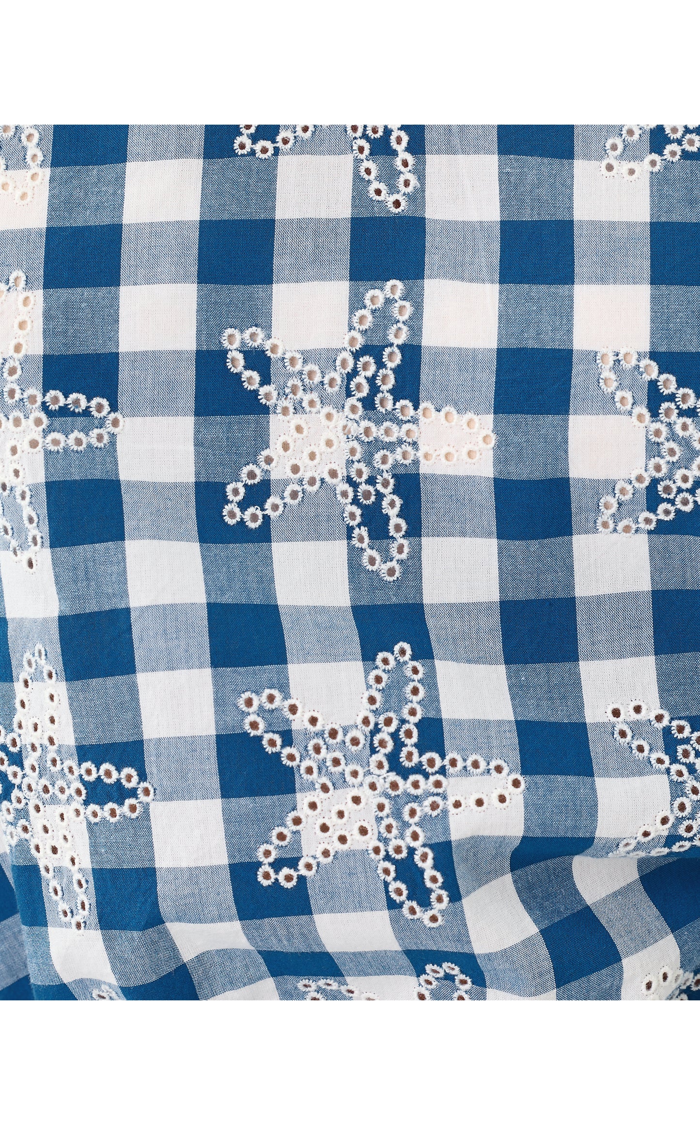 Kavalla Sleeveless Ruffle Top - Starlight Navy Starfishing Embroidered Gingham