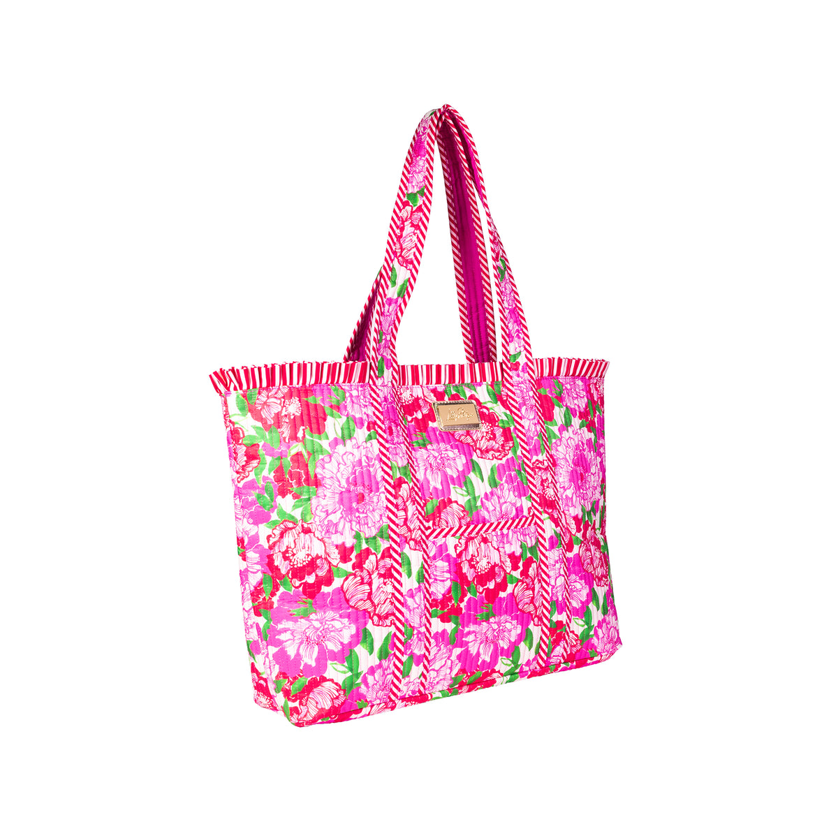 Quilted Ruffle Tote, Maggies Bouquet