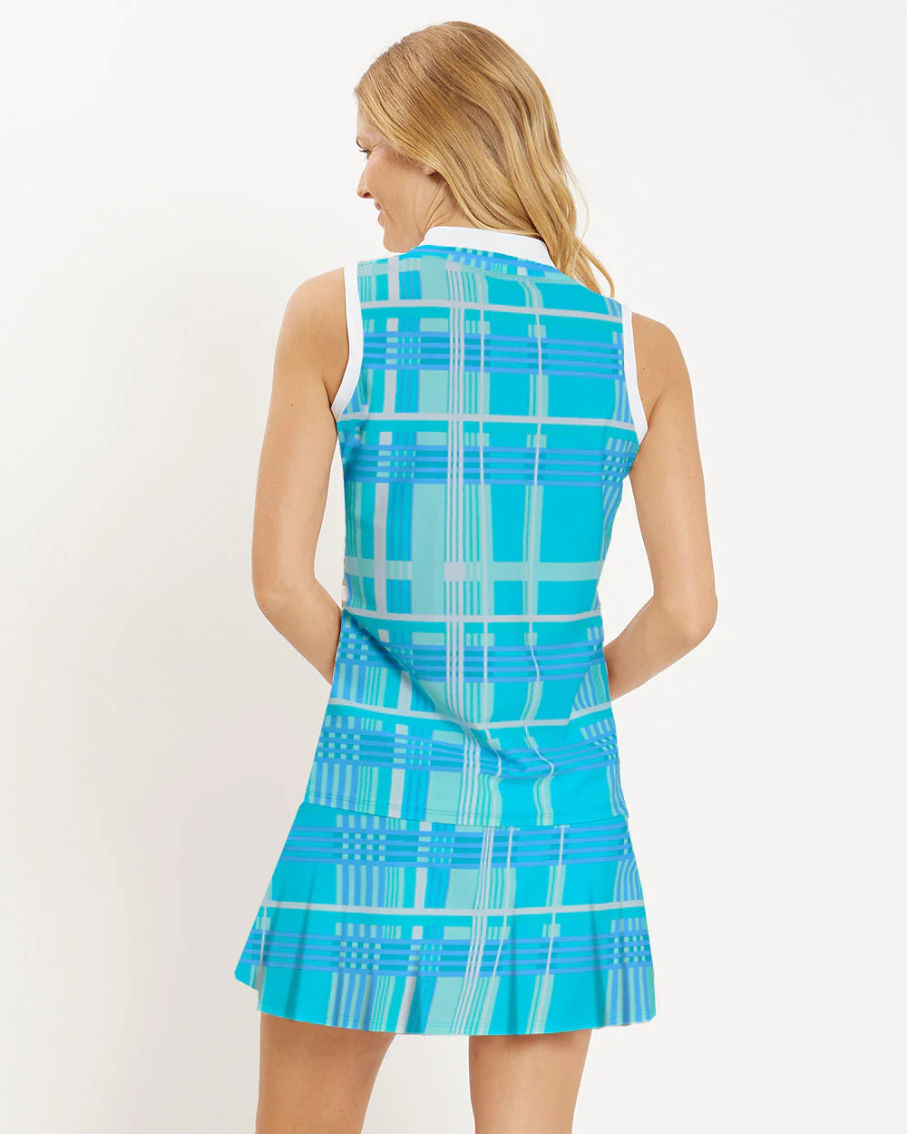 Maryanne Dress Jude Cloth - Summer Plaid Aqua Blue White