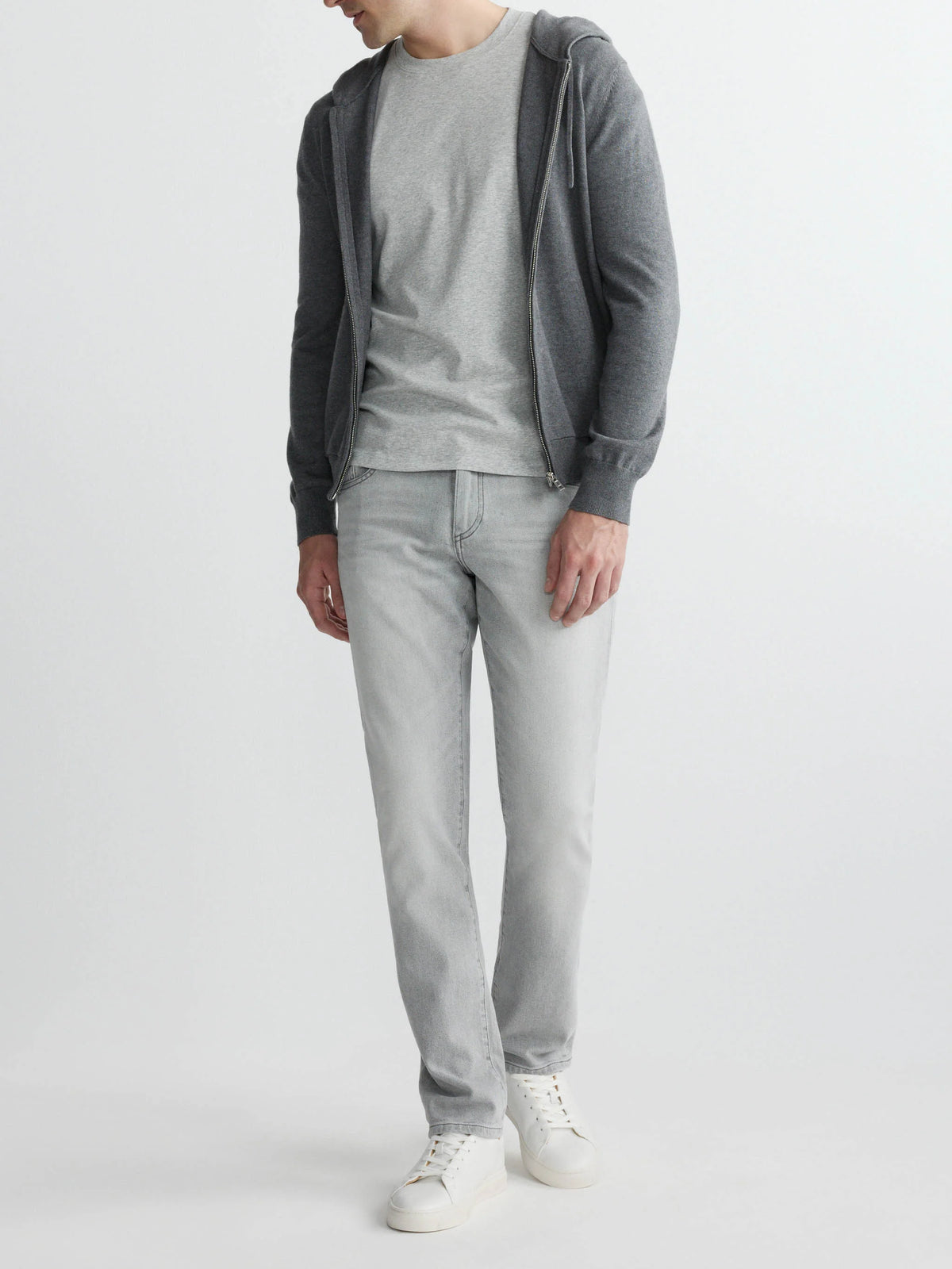 Ribbed Crewneck Tee - Heather Grey