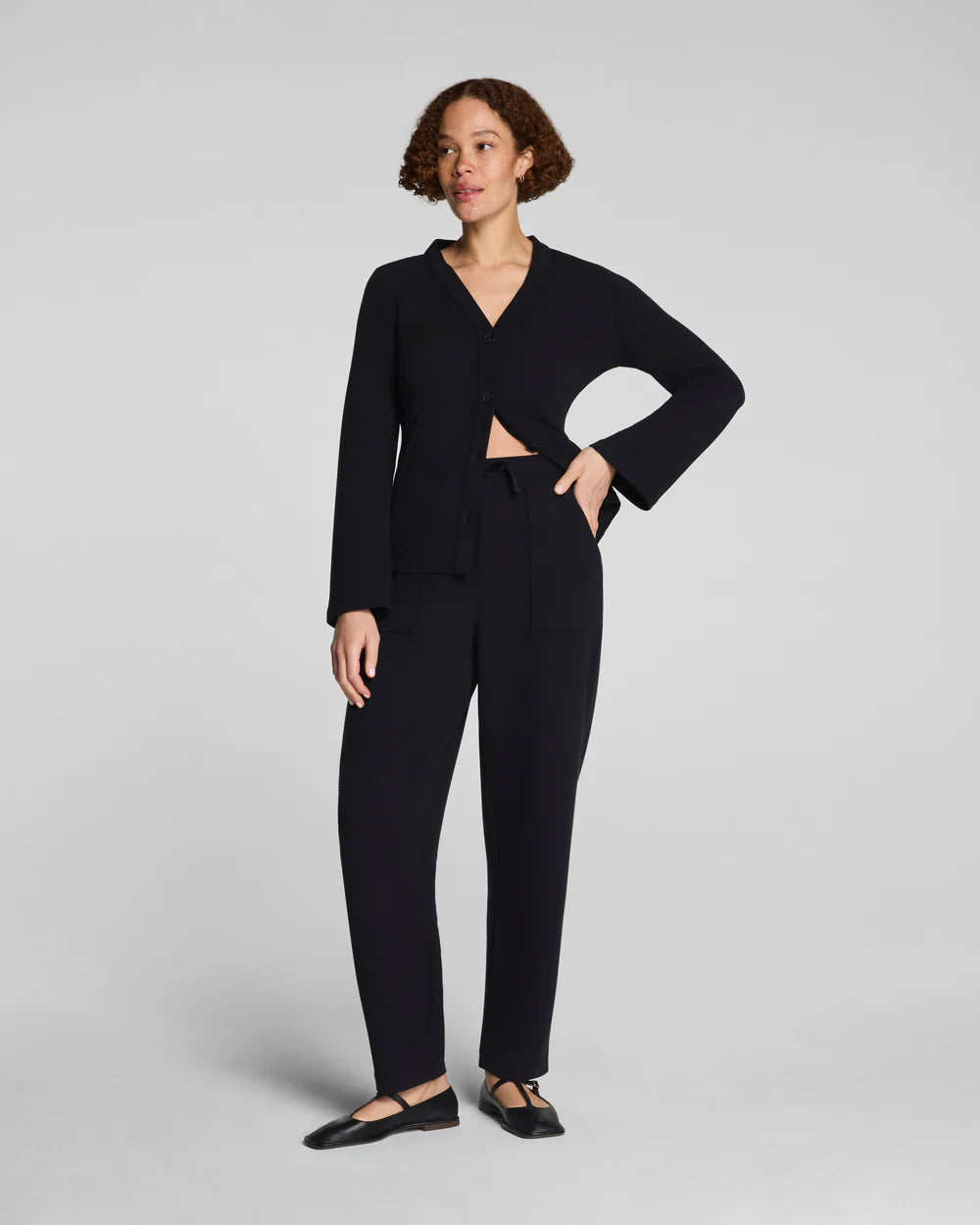 SPANX AirEssentials® French Rib Barrel Leg Pant - Very Black