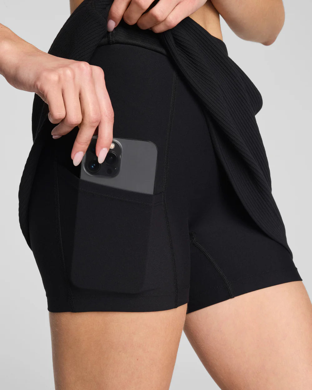 SPANX AirEssentials® French Rib Skort, 15" - Very Black
