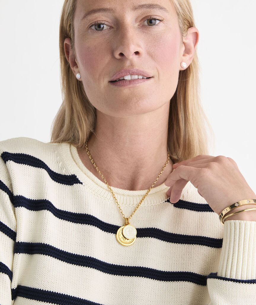 Katie Cotton Rollneck Sweater - Marshmallow/Navy