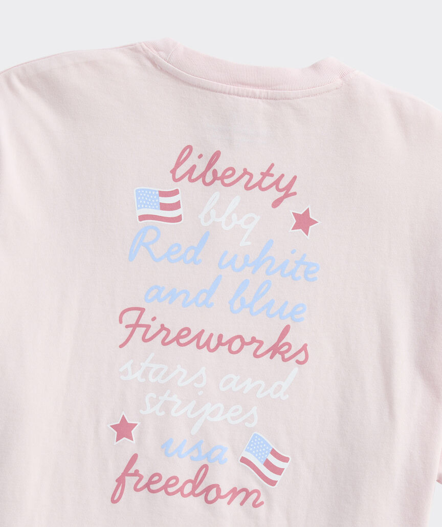 Women's Garment-Dyed USA Stacked Text Boxy Tee - Pink Drink