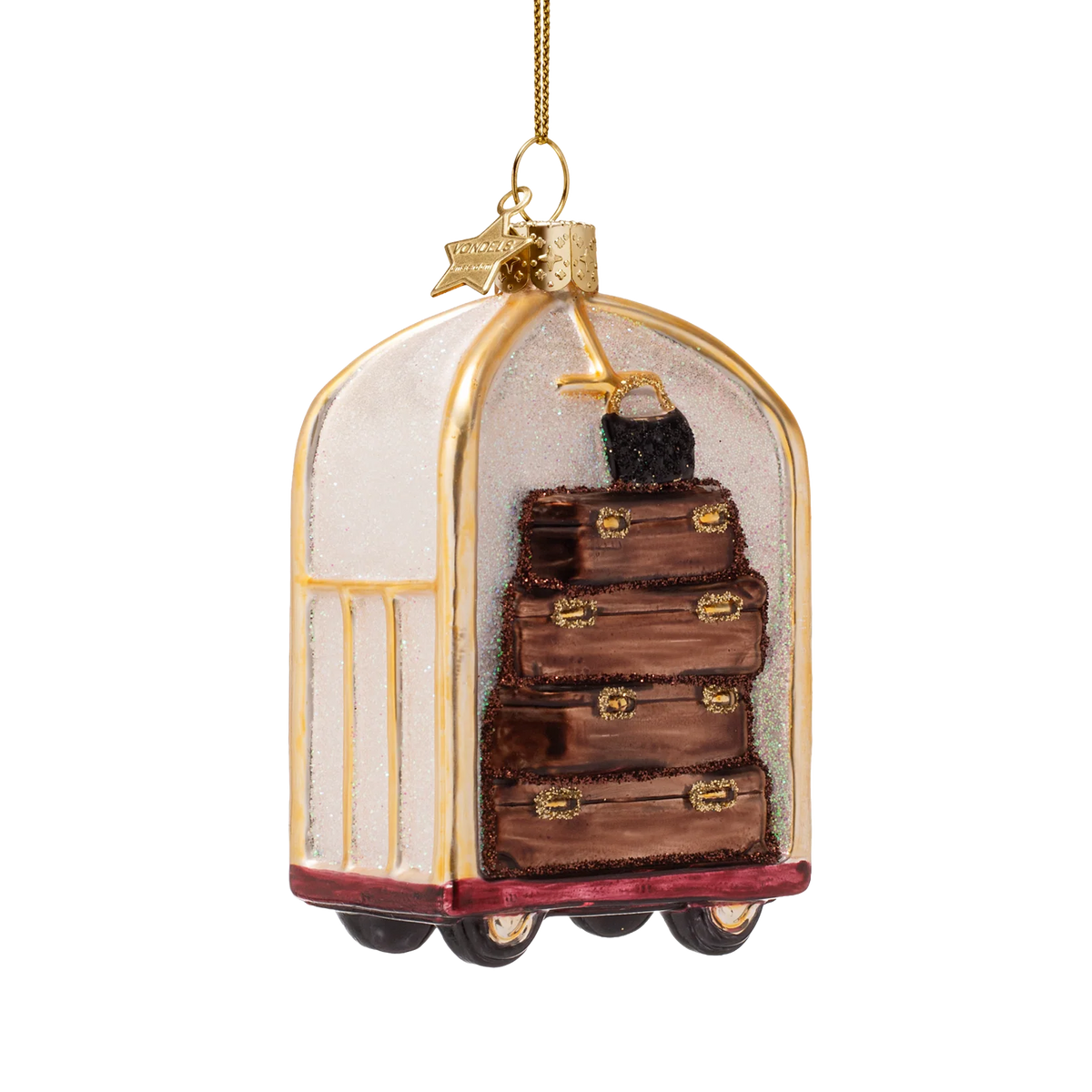 Ornament glass gold luggage cart
