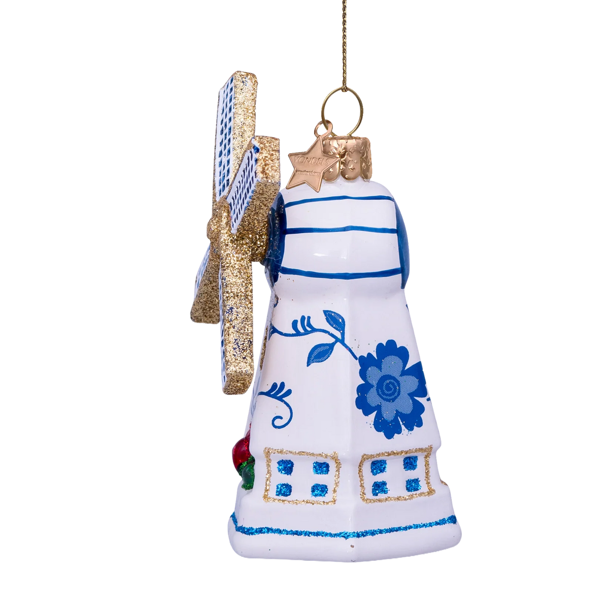 Ornament glass Delft blue windmill