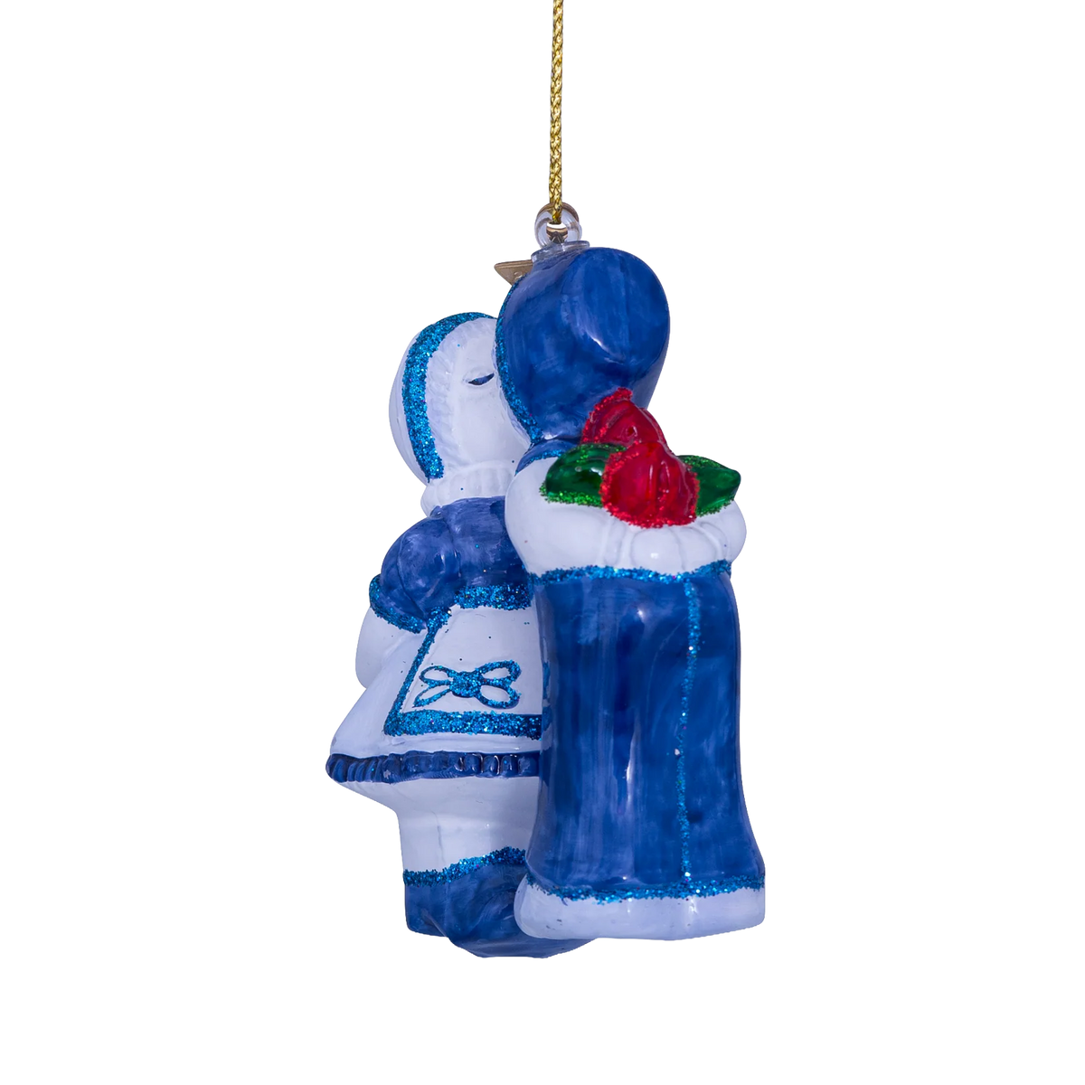 Ornament glass Delft blue kissing boy and girl