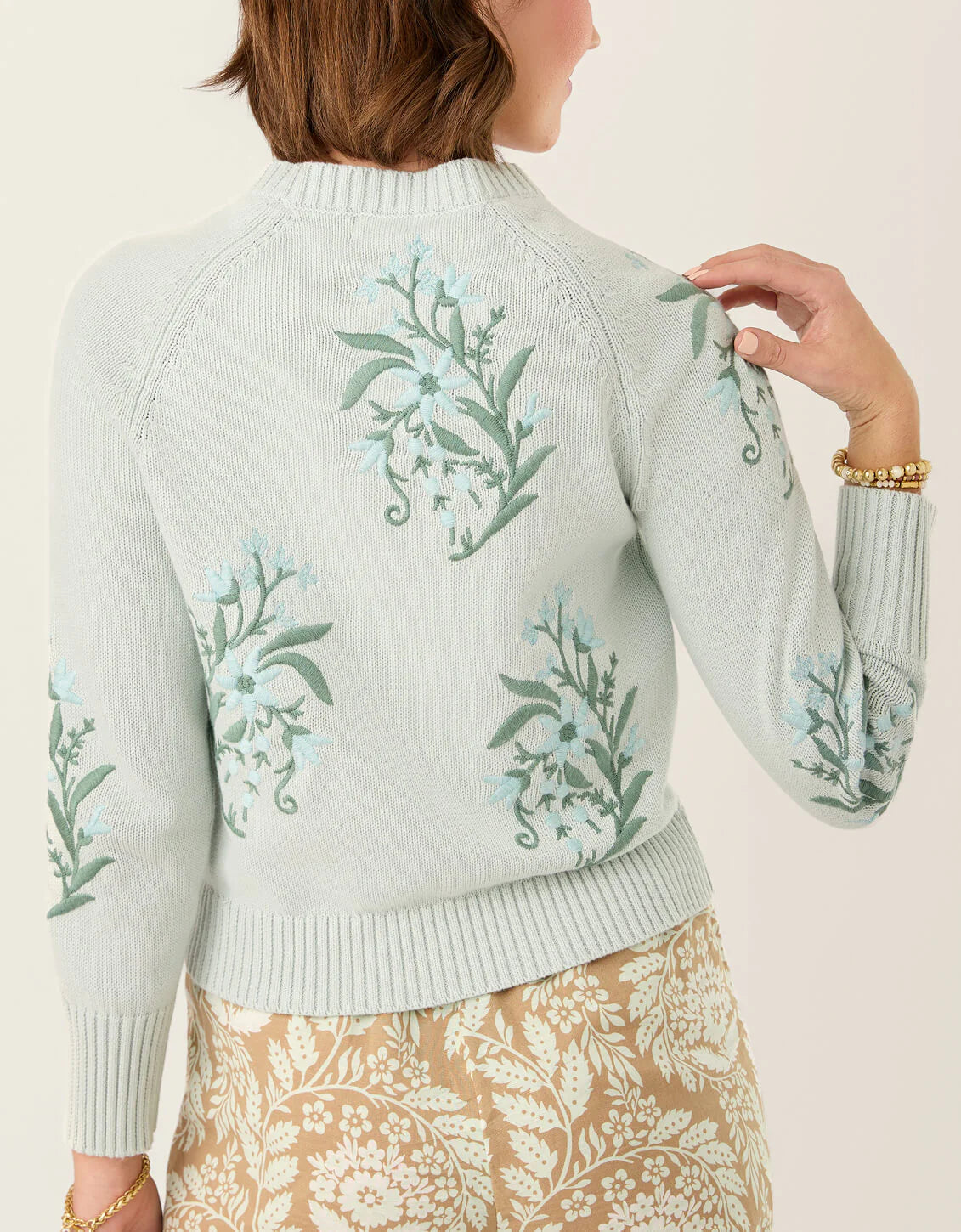 Marlena Embroidered Cardigan Seamist