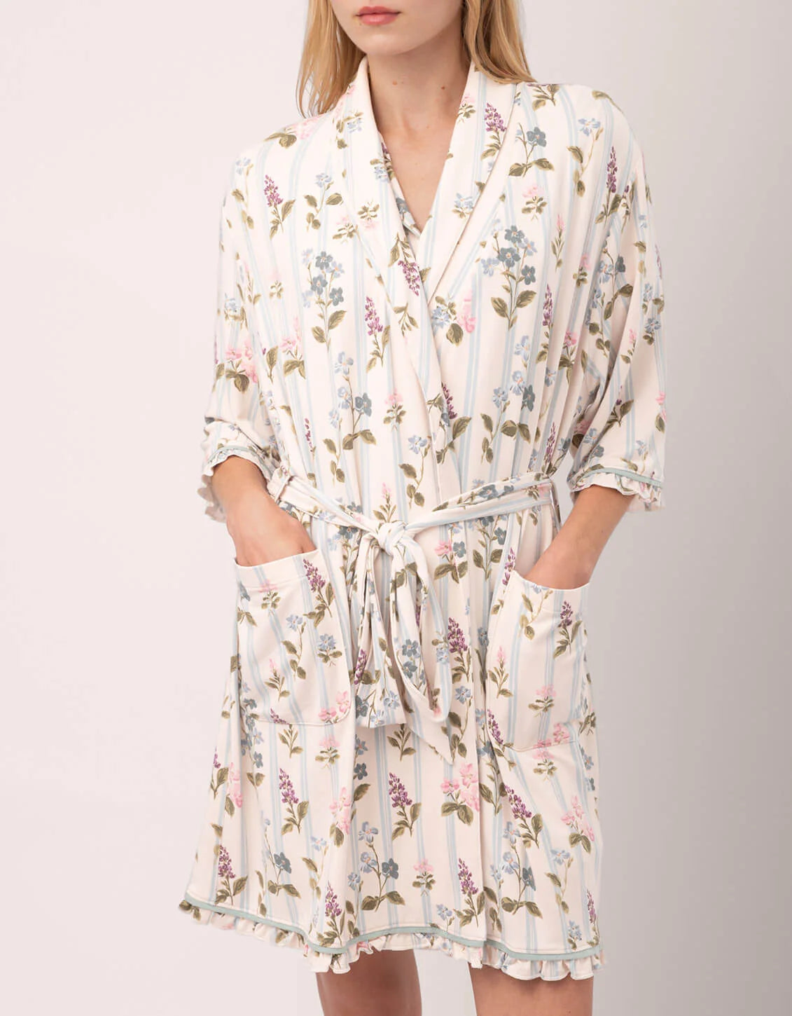 Pajama Ruffle Robe Blooming Stripe