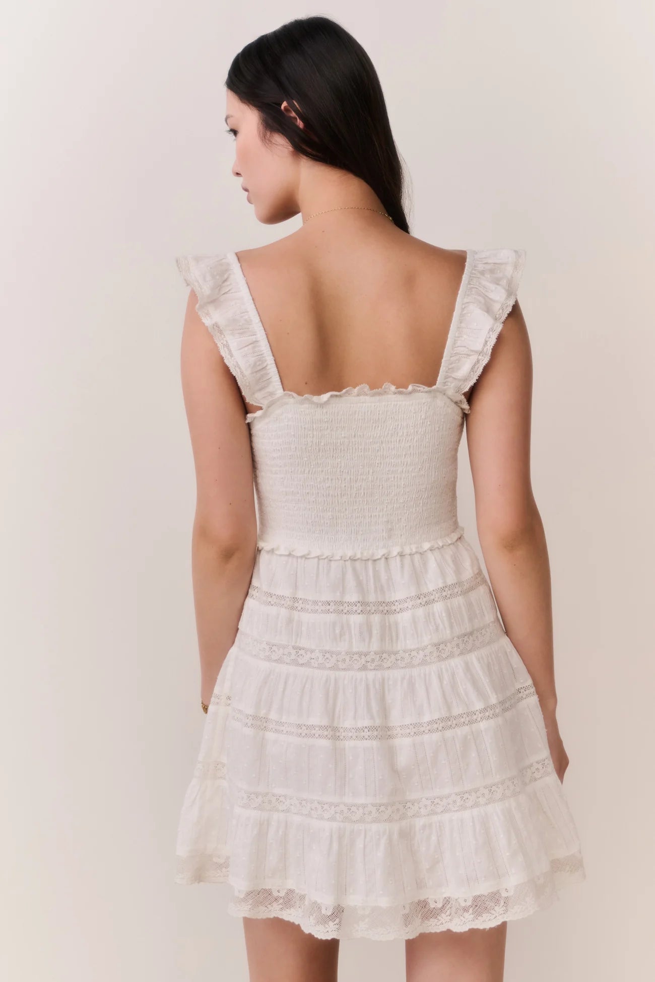 Colbera Lace-Trimmed Cotton Mini Dress - White