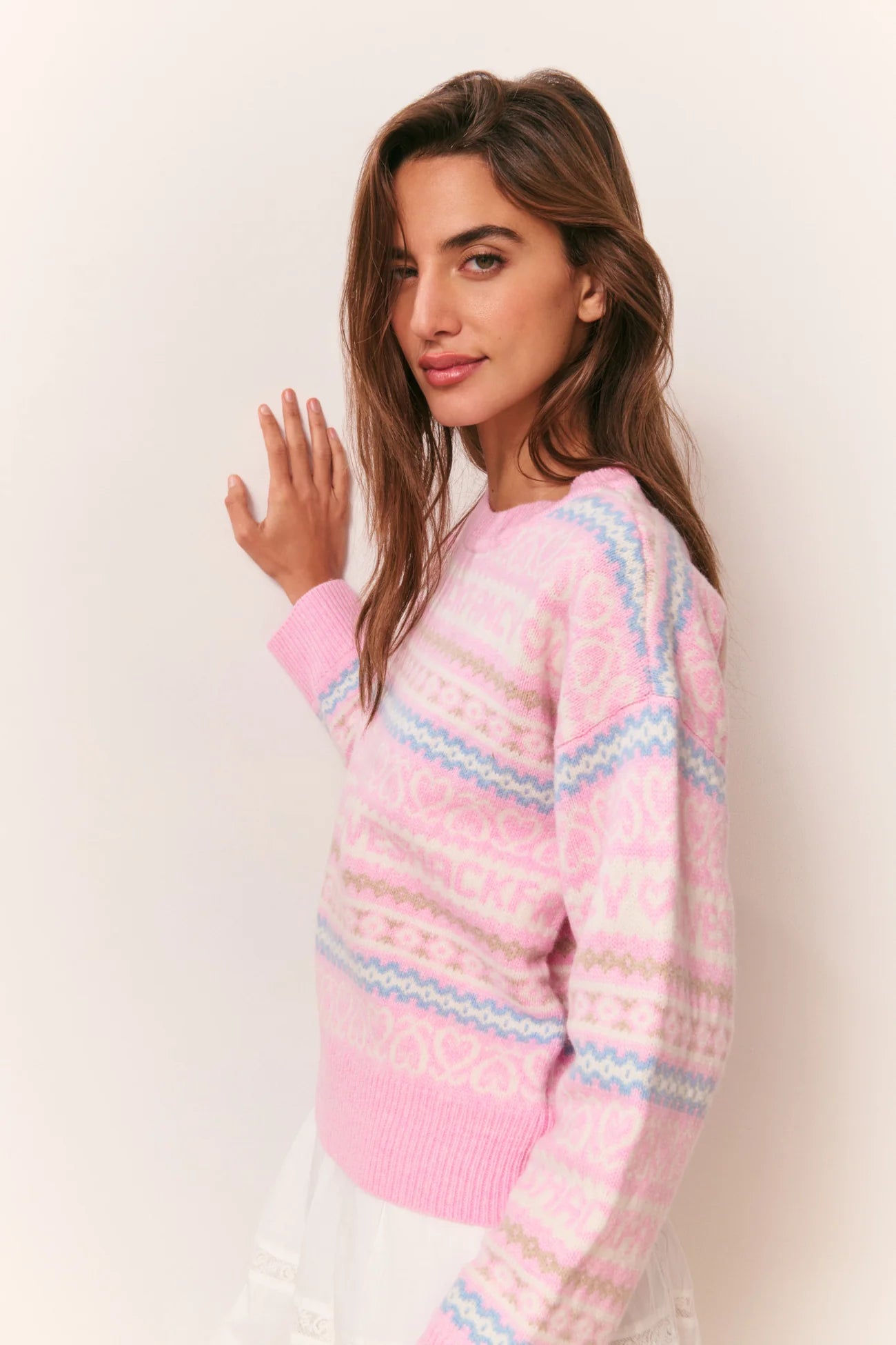 Emberly Wool Fair Isle Pullover - Peach Dream