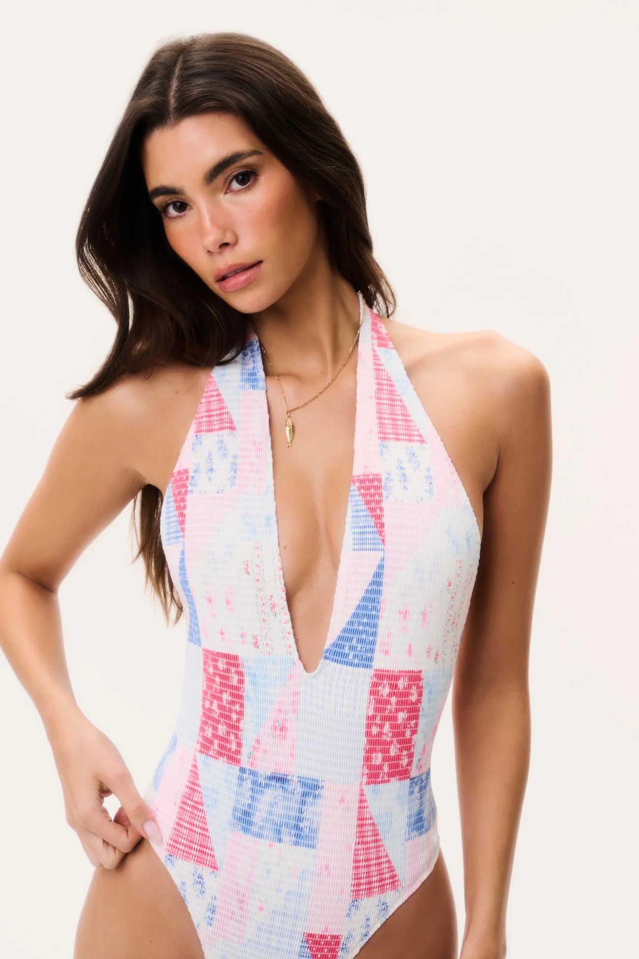 Glenna Patchwork One-Piece Swimsuit - Blueberry Sundae
