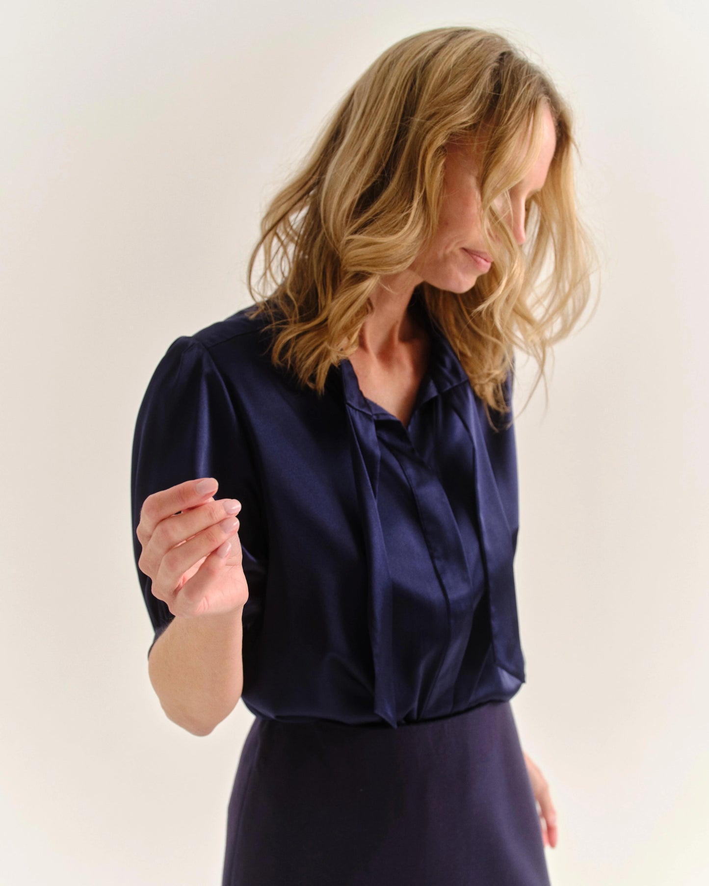 Peggy Short Sleeve Blouse - Midnight Blue
