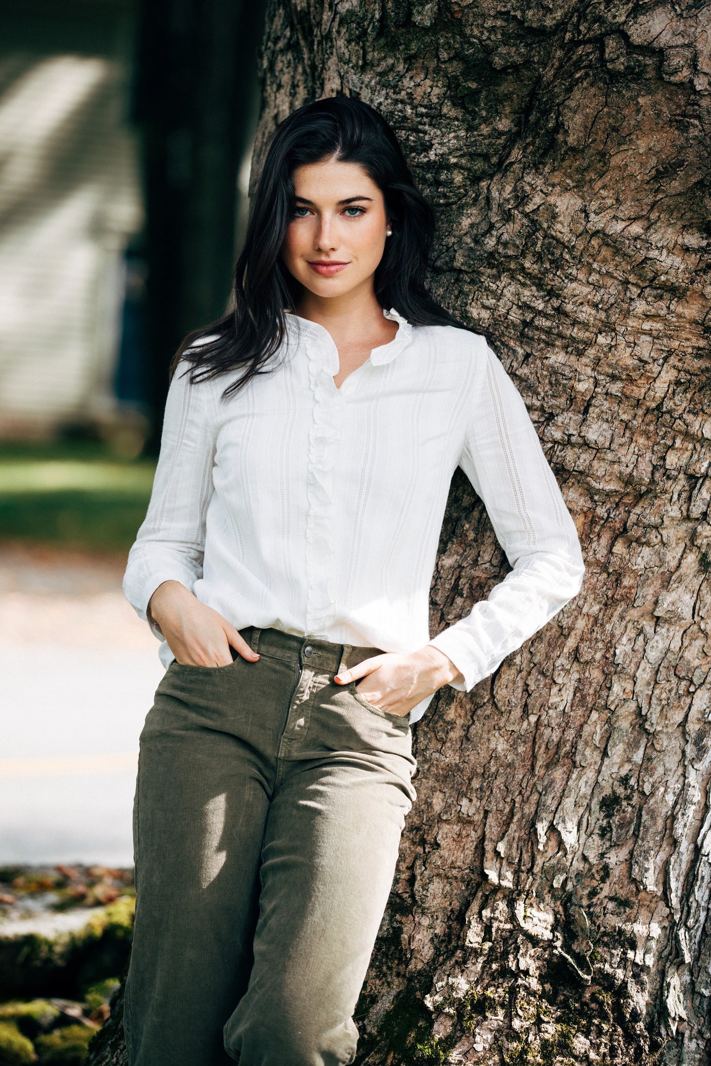 Harrington Ruffle Shirt - White