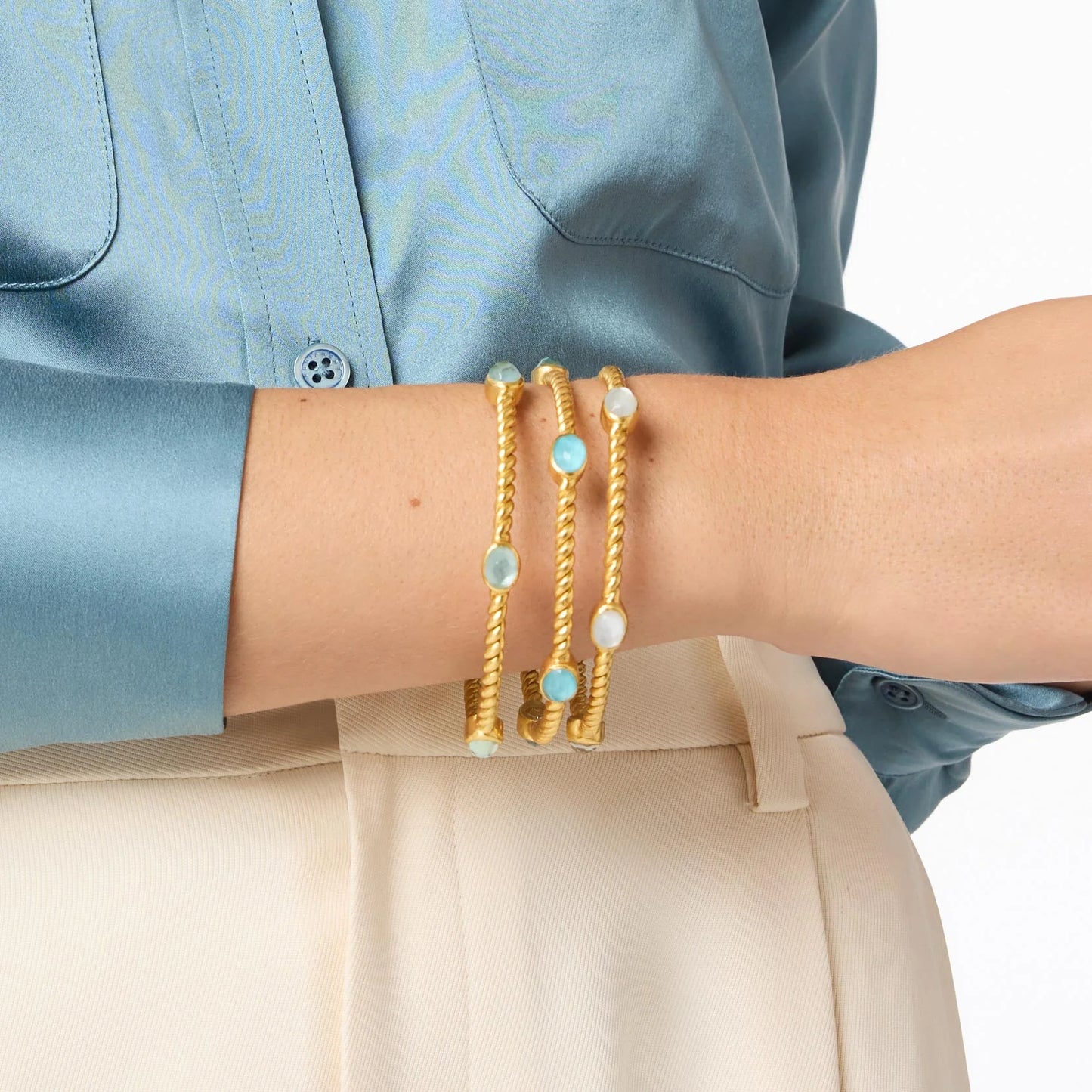Nassau Stone Bangle- Iridescent Capri Blue