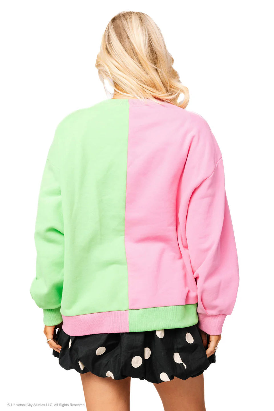 Licensed Green & Pink Colorblock Character Profile 'Wicked' Sweatshirt