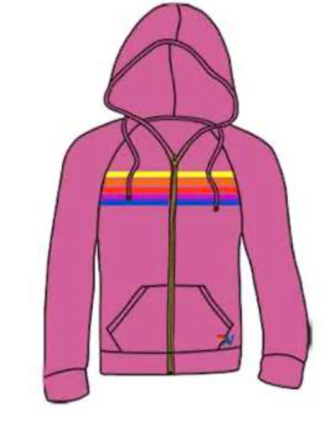 5 Stripe Hoodie - Magenta/Yellow Blue