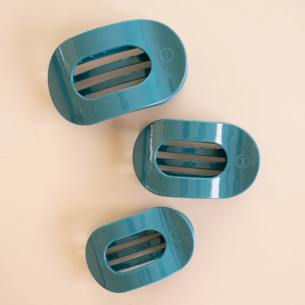 Teal With It Large Flat Round Hair Clip