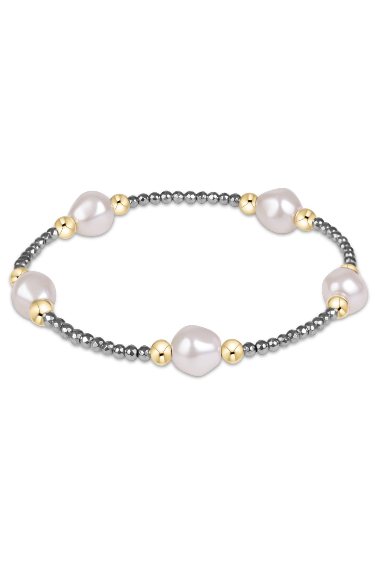 purpose admire pearl 8mm silver faceted hematite bracelet
