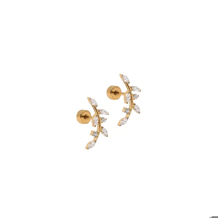 Screwback Stud Earrings - Chloe Climber Gold