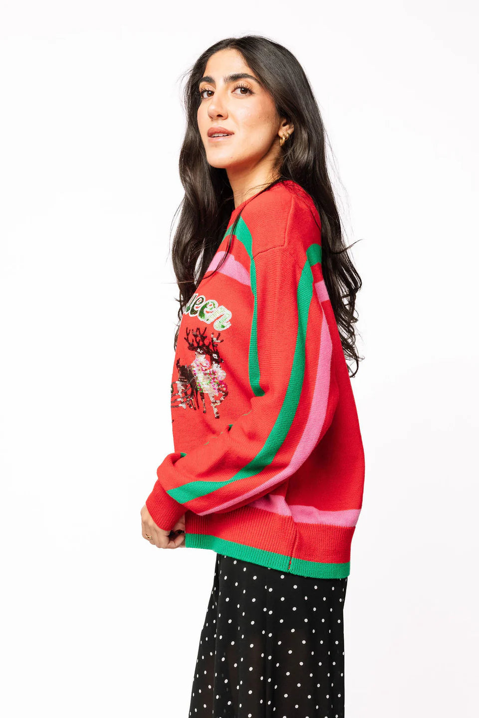 Red, Green & Pink 'Sleigh Queen' Stripe Sweater