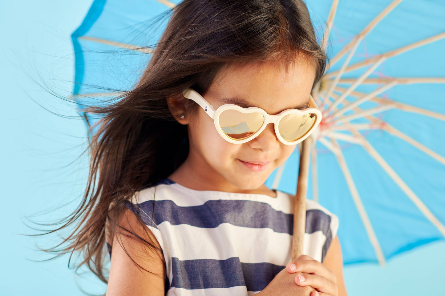 Sweet Cream Polarized Heart Sunglasses with Mirrored Lens: Ages 3-5