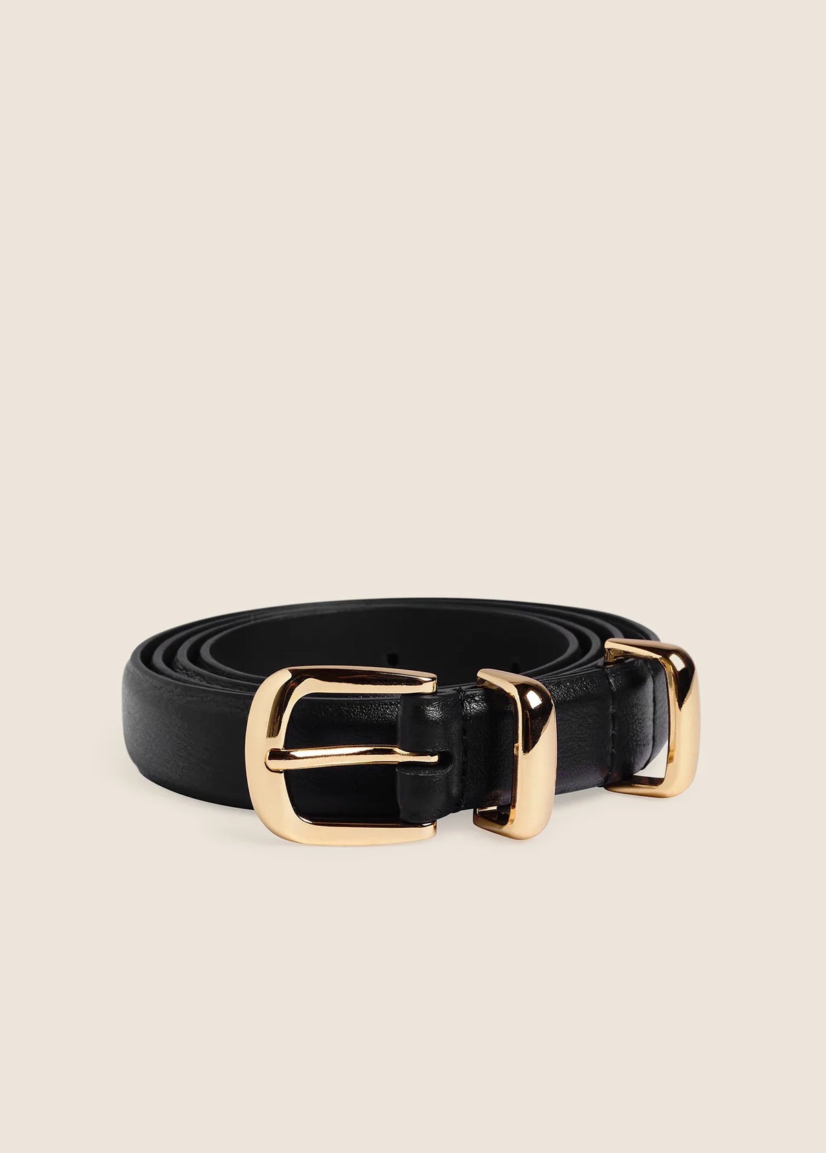 The Skinny Jordan Belt - Black/Polished Gold