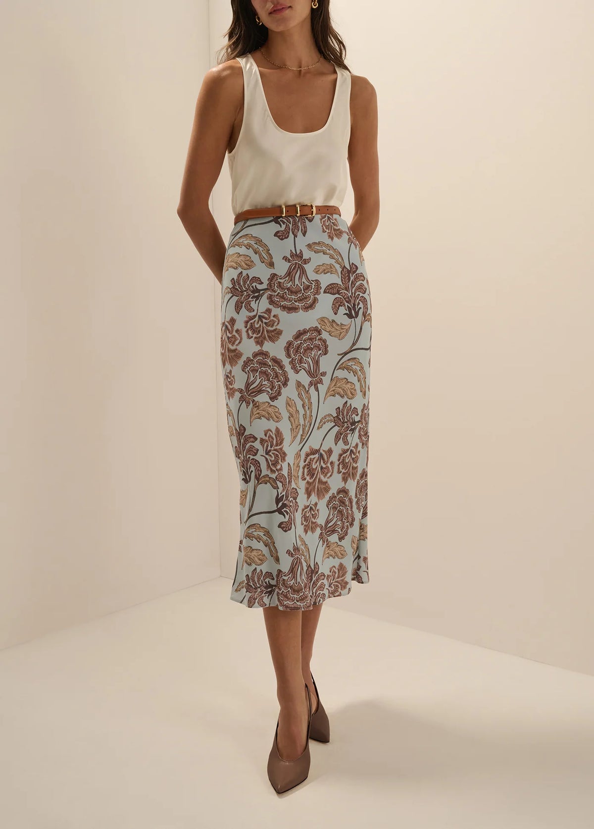 The Skinny Jordan Belt - Camel Polished Gold