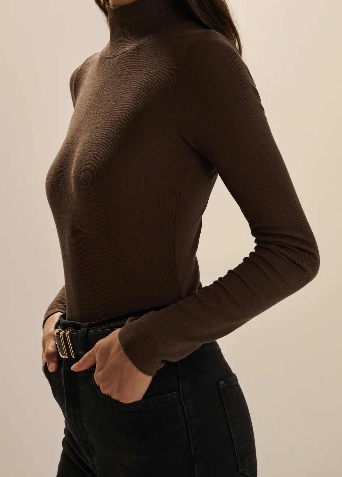The Ribbed Turtleneck - Espresso