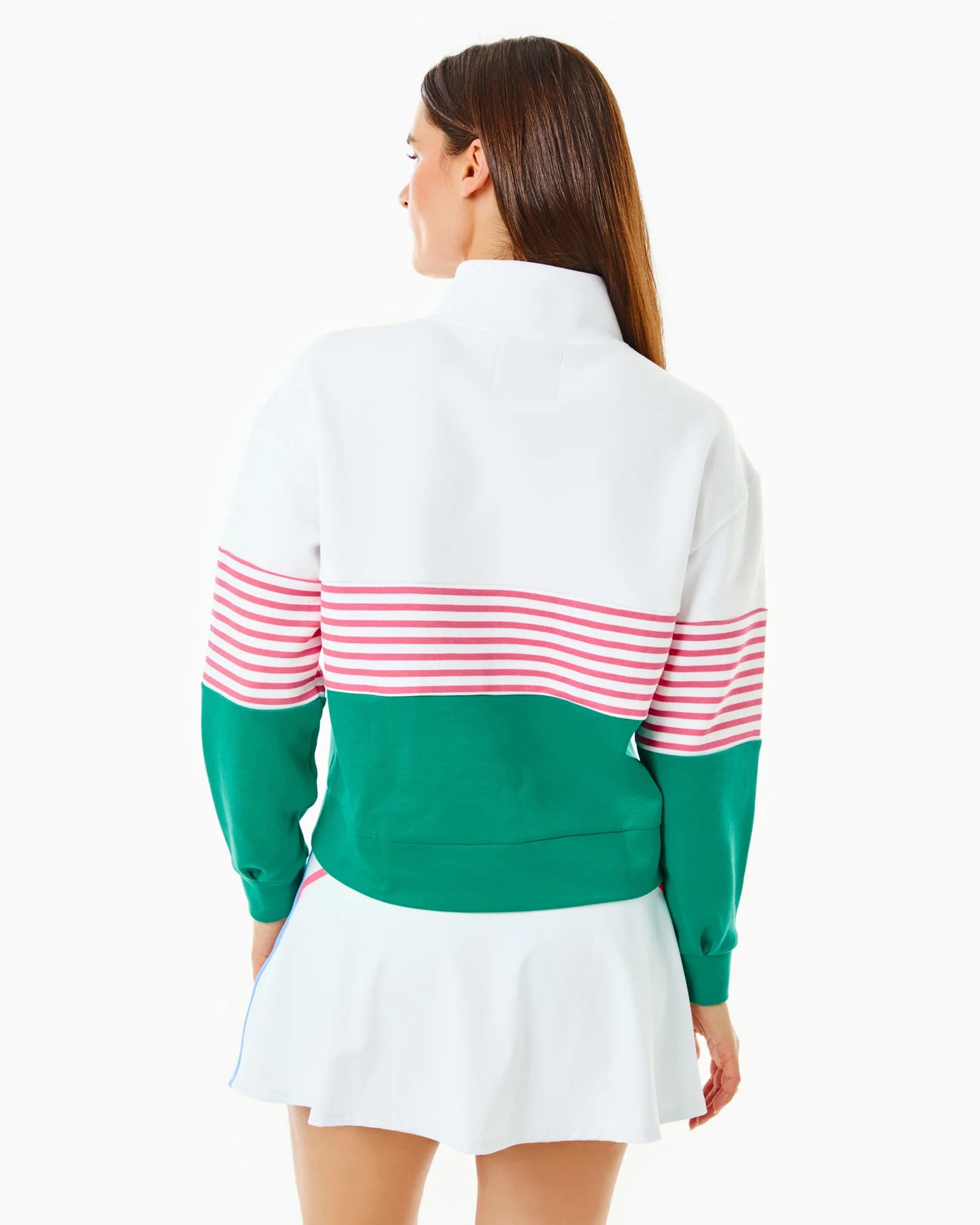 JV Quarter Zip Sweatshirt - Super White/Guava Greenbrier