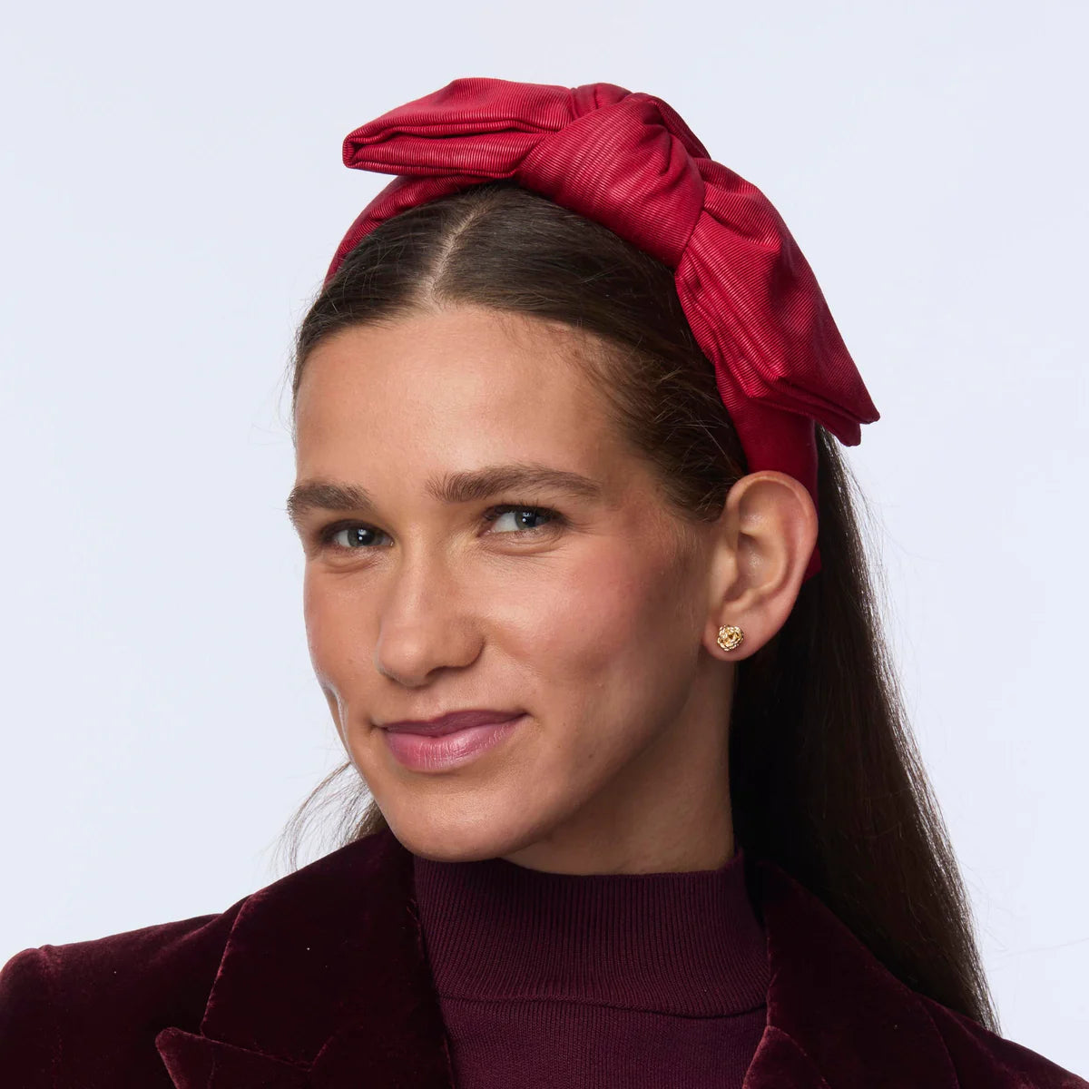 Crimson Red Holly Moire Headband