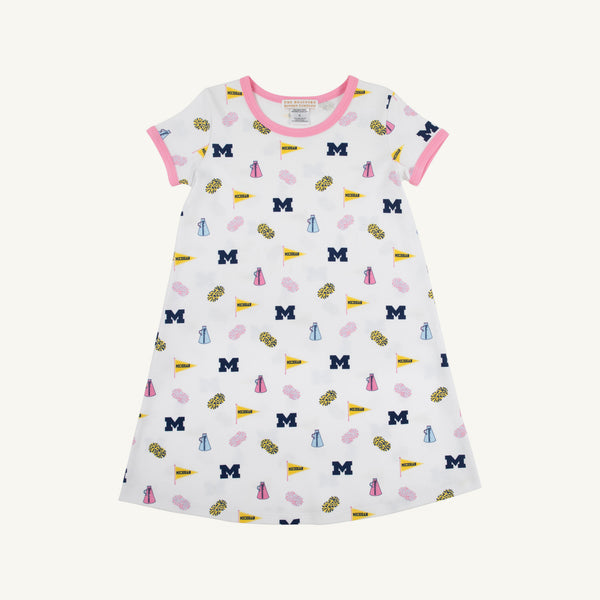 Michigan Polly Play Dress - Bold in Blue with Hamptons Hot Pink
