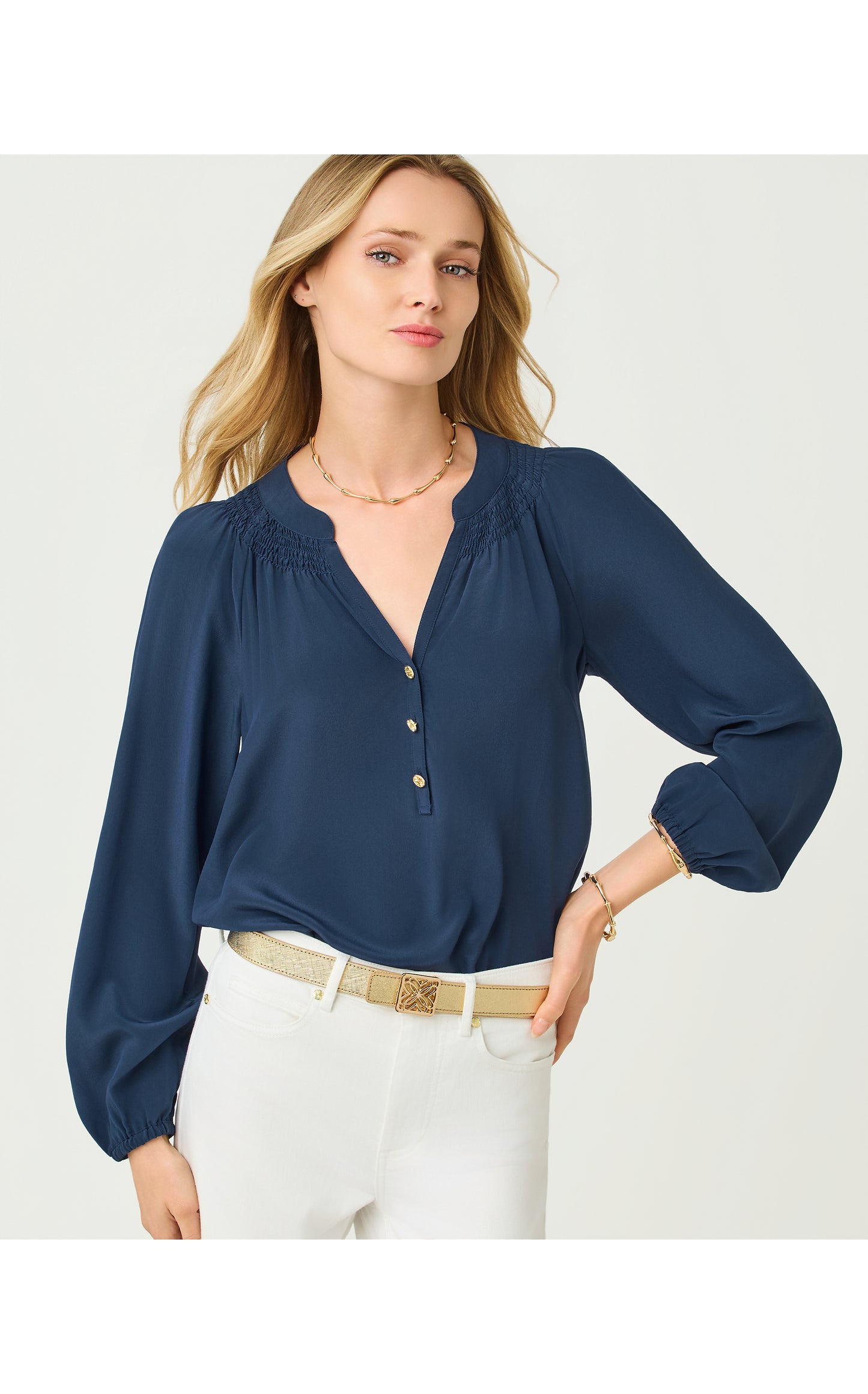 Elsa Silk Top - Low Tide Navy