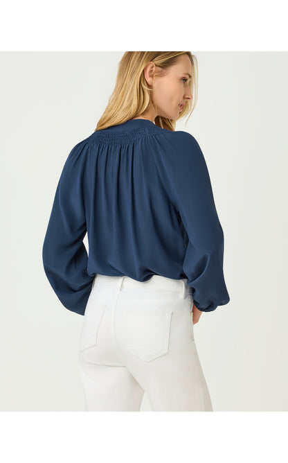 Elsa Silk Top - Low Tide Navy