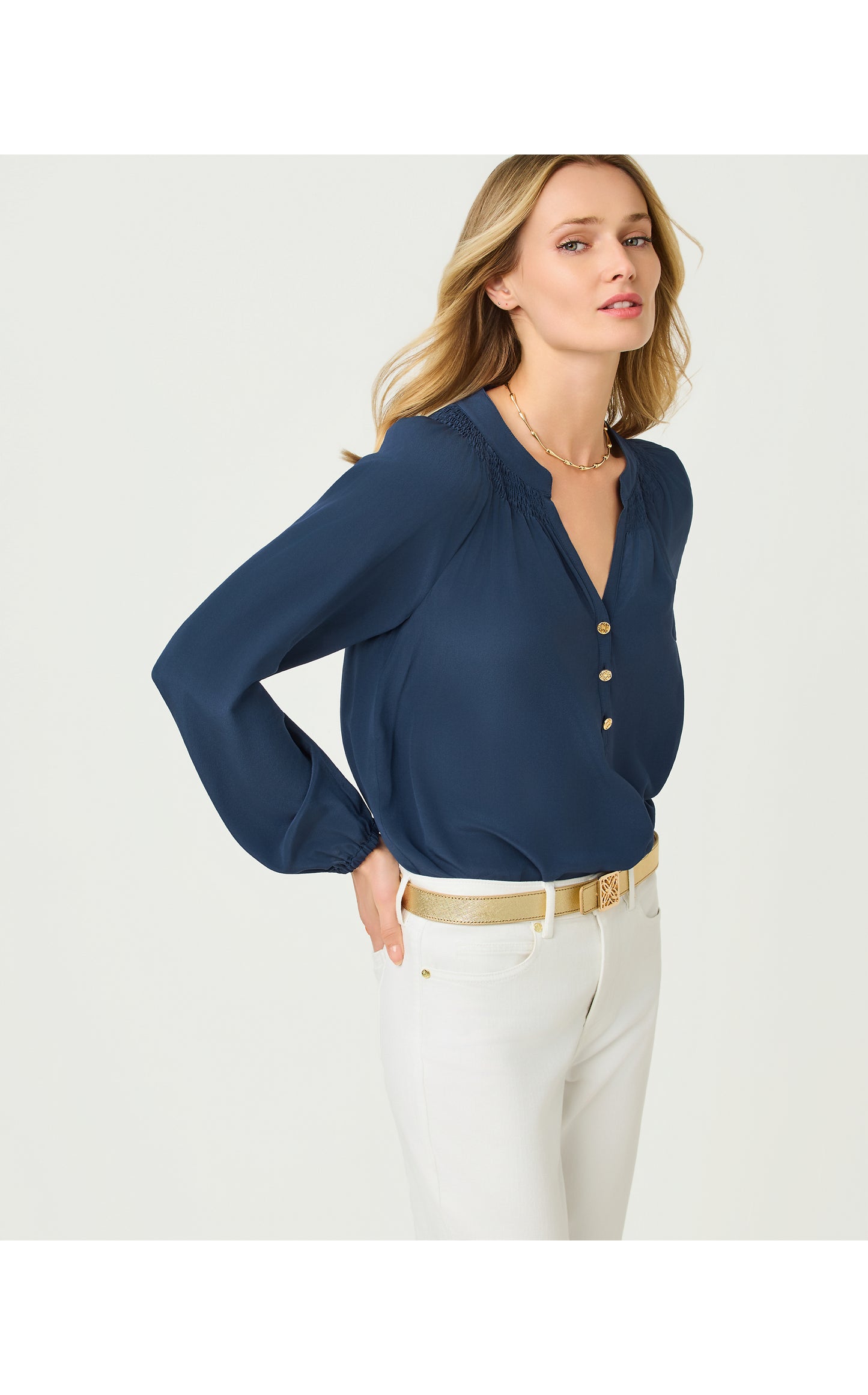 Elsa Silk Top - Low Tide Navy
