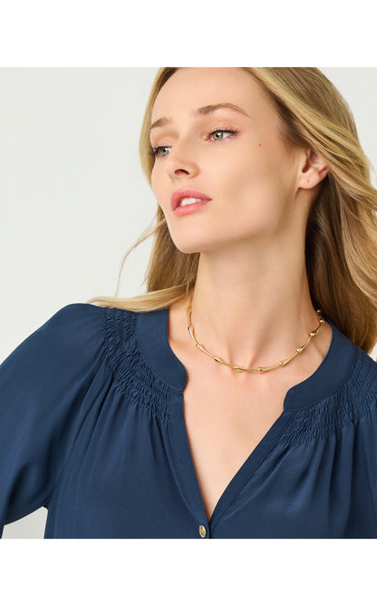 Elsa Silk Top - Low Tide Navy