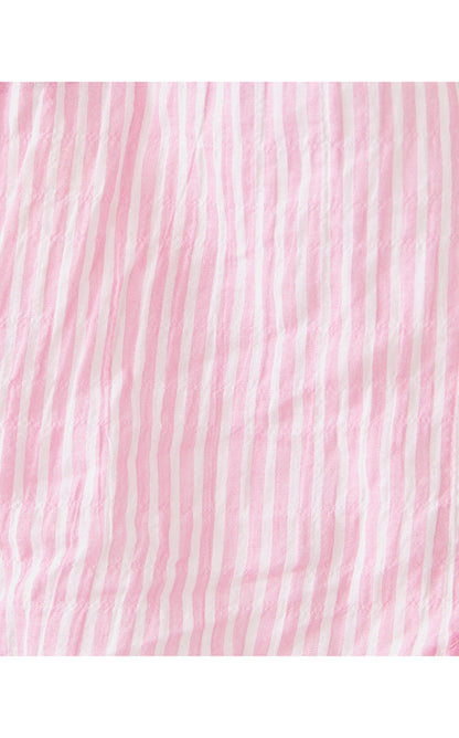 Sea View Button Down Top - Conch Shell Pink Lightweight Oxford Stripe