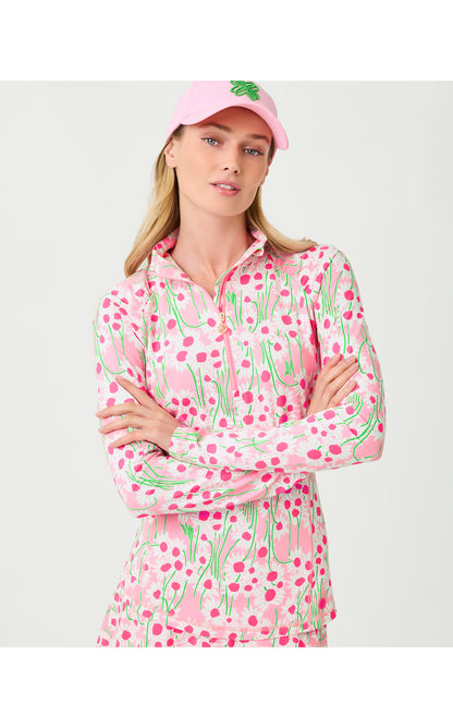 UPF50+ Justine Half Zip - Conch Shell Pink Lil Sunny Daisies