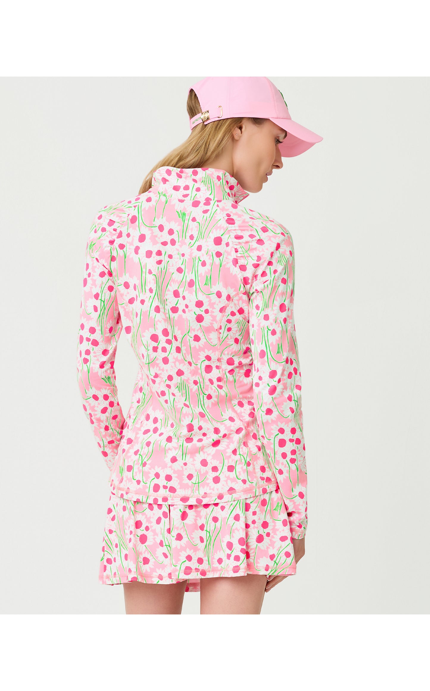 UPF50+ Justine Half Zip - Conch Shell Pink Lil Sunny Daisies