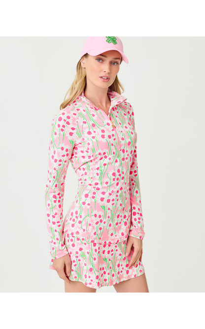 UPF50+ Justine Half Zip - Conch Shell Pink Lil Sunny Daisies