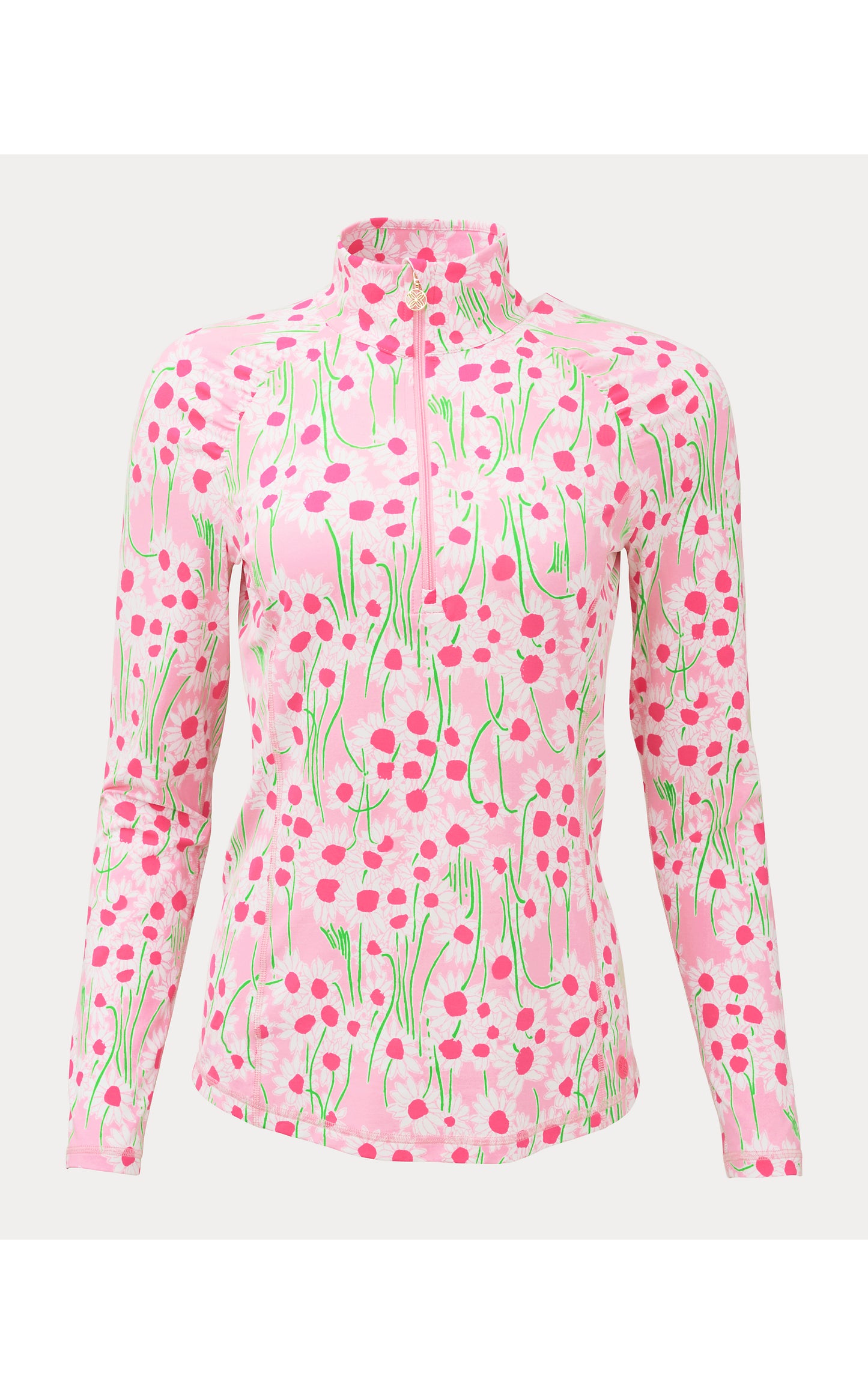 UPF50+ Justine Half Zip - Conch Shell Pink Lil Sunny Daisies