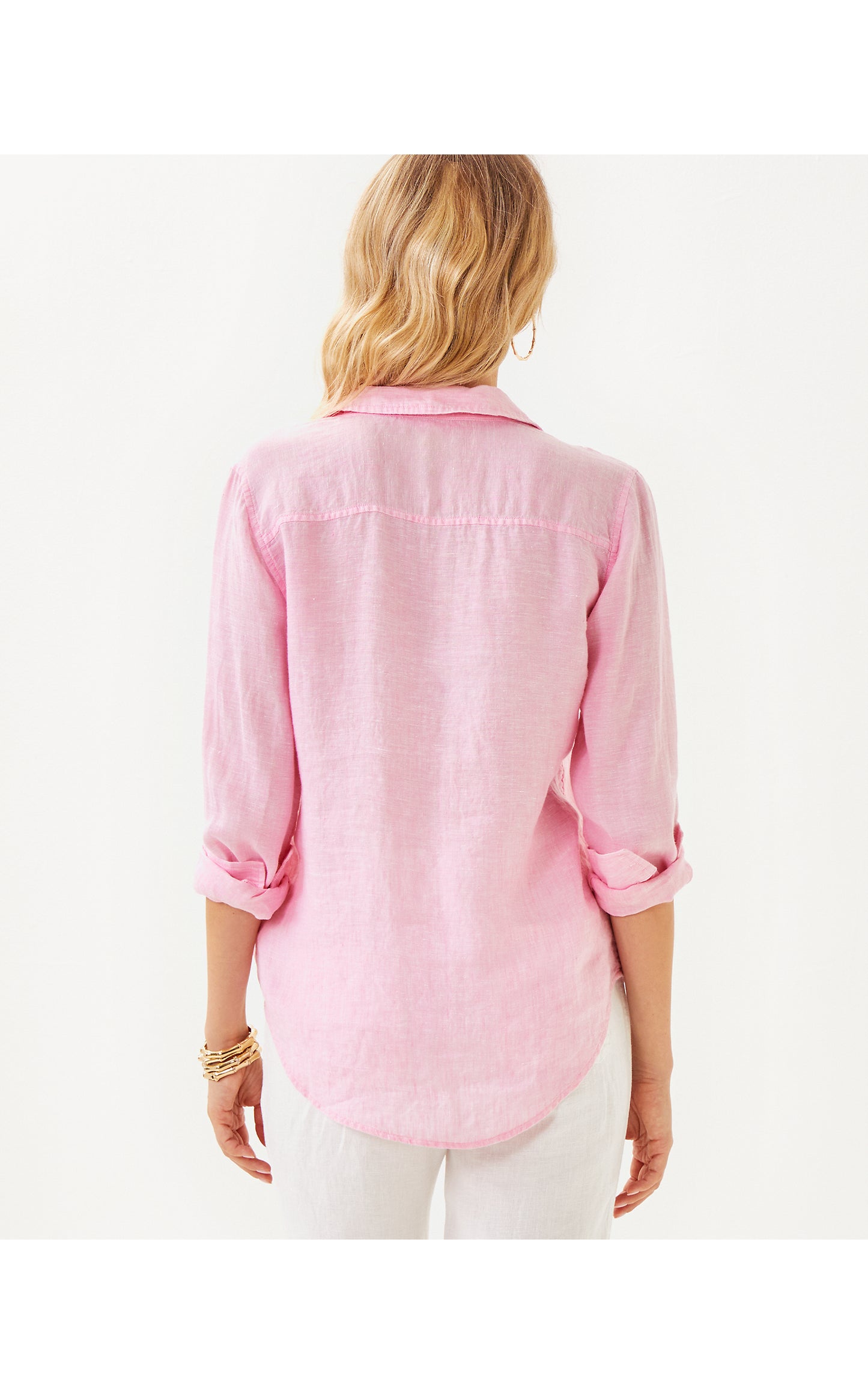 Sea View Button Down - Conch Shell Pink X Resort White