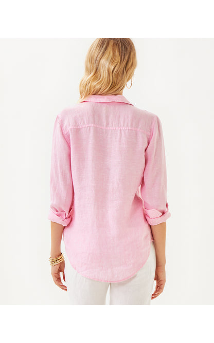Sea View Button Down - Conch Shell Pink X Resort White