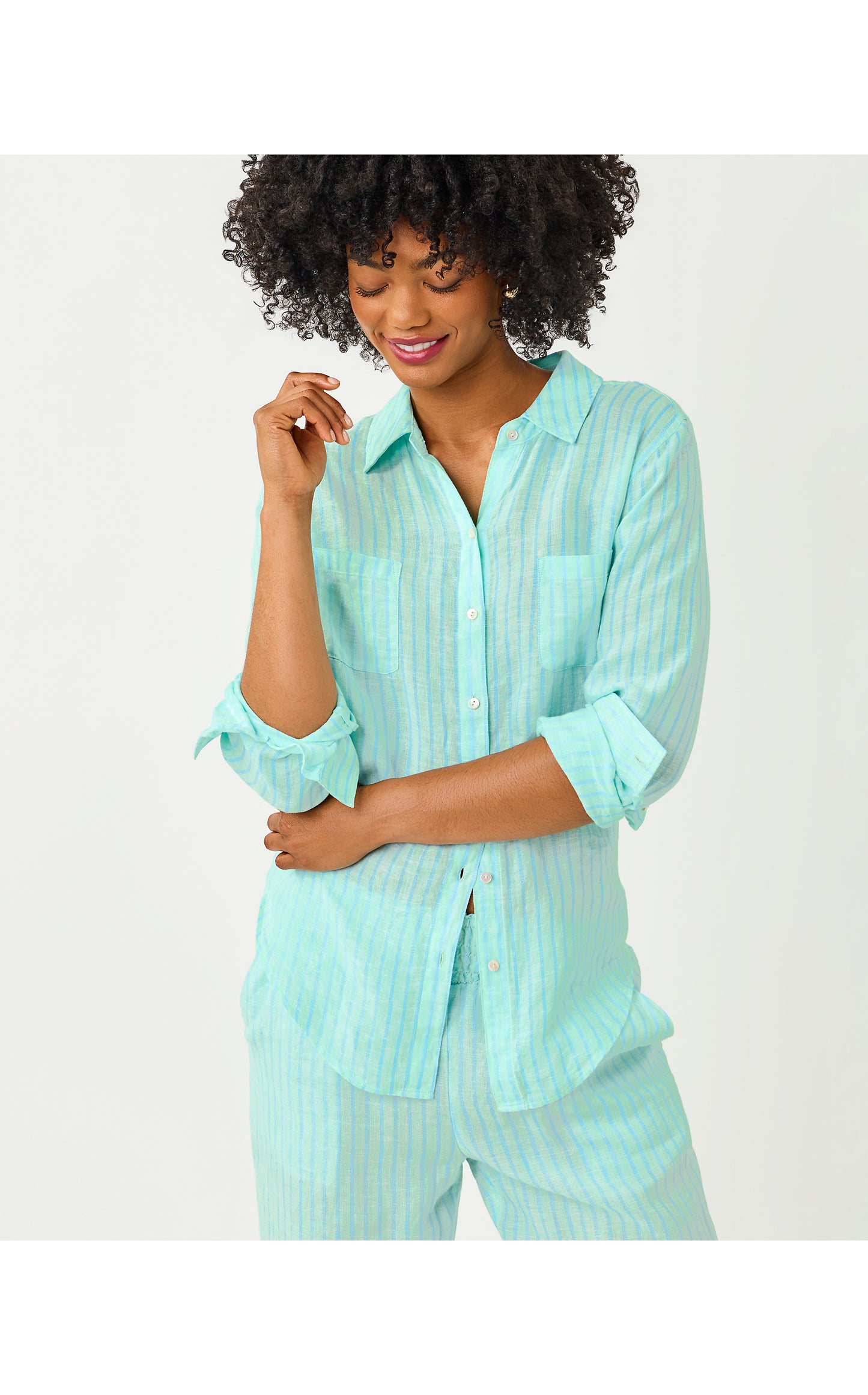 Sea View Button Down - Mint Condition X Capri Blue Saint Tropez Stripe
