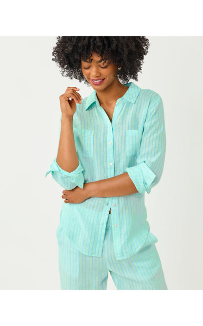 Sea View Button Down - Mint Condition X Capri Blue Saint Tropez Stripe