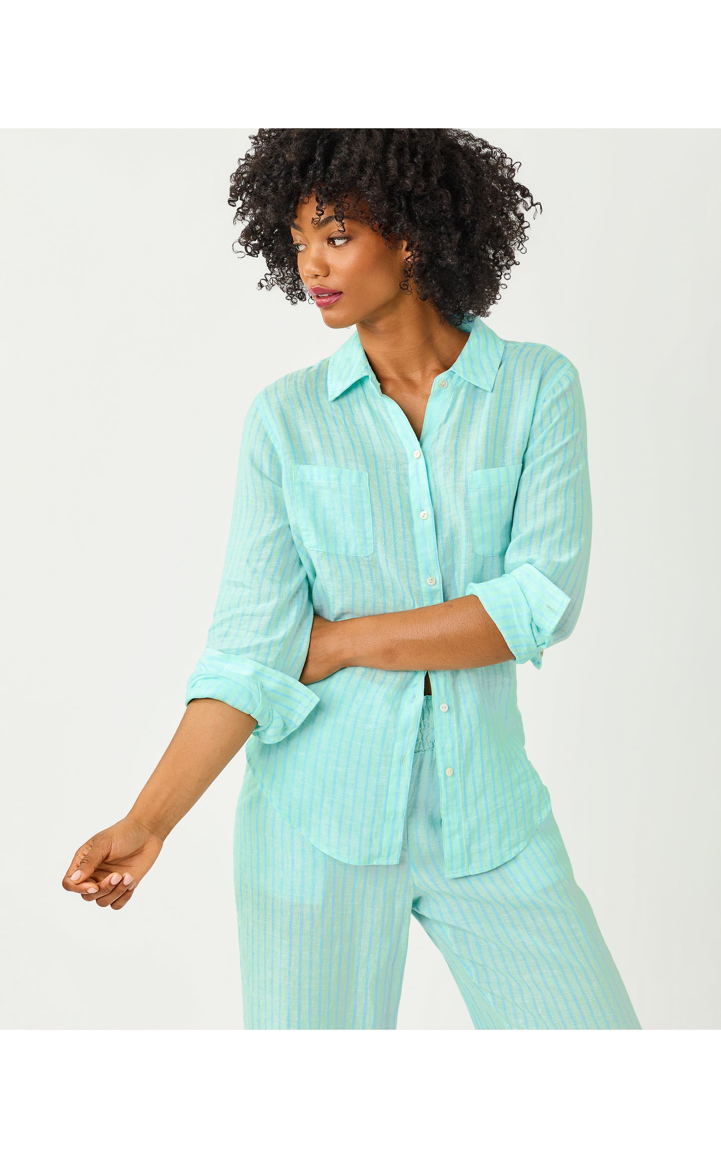 Sea View Button Down - Mint Condition X Capri Blue Saint Tropez Stripe